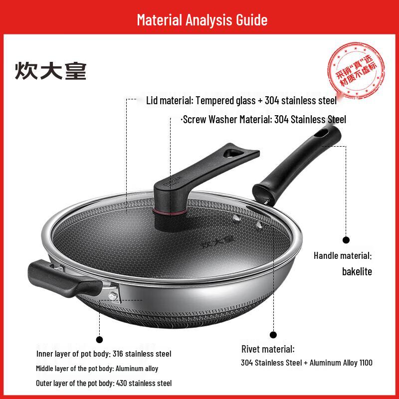 COOKER KING 316 Stainless Steel Non-stick Wok