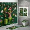 4PCS  Shower Curtain Sets With Shower Curtain And Rugs Toilet Lid Rug U Shape Mat And Bath Mat Bathroom Set  With 12 Hooks