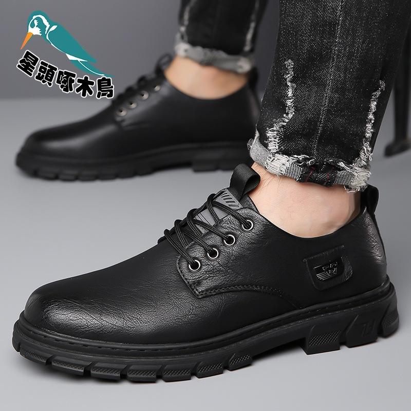 Star-headed woodpecker men's shoes new soft-soled leather shoes men's genuine leather casual shoes men's trendy leather shoes