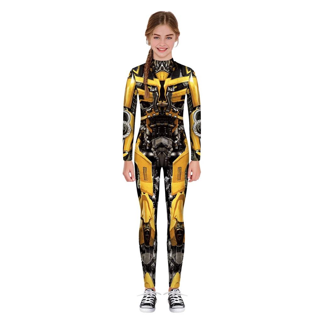 Stretchy Robot Armor Print Halloween Cosplay Jumpsuit Bodysuit Costume