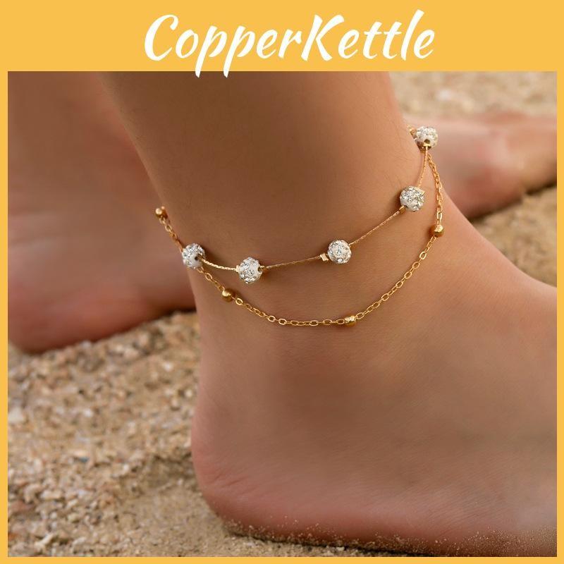 Bracelet Ankle Simple Women Overgild Color Anklet Foot Jewellery Chain Stone