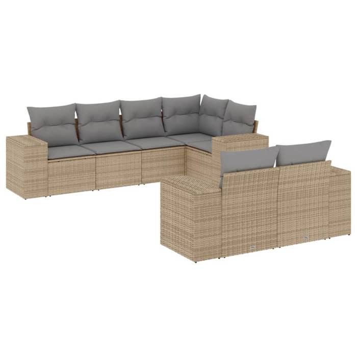 VidaXL Garden Lounge Set with Cushions 7 Pcs, Patio Sofas, Patio Furniture Set, Outdoor Furniture, Beige 3255146