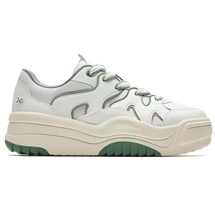 Anta Wave Simple Fashion Slip Resistant Shock Absorbing Durable Low Top Sneakers Women Sneakers Ivory-White Moss-Green 922538003-1