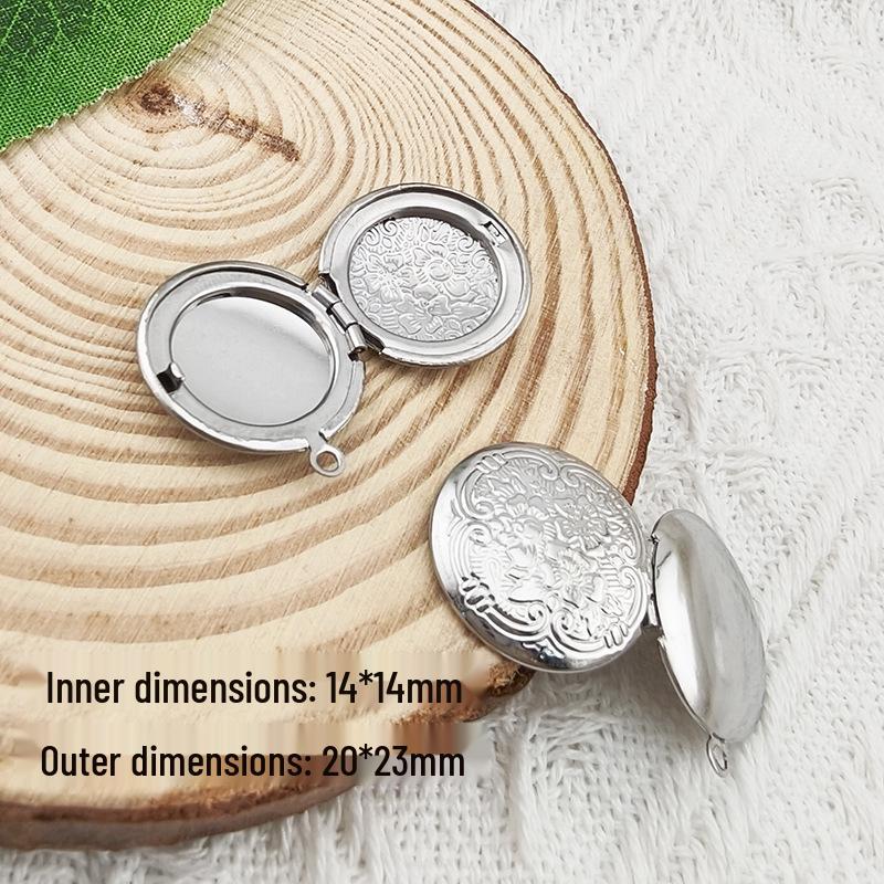 Collana Ciondolo Scatola Portafoto a Forma di Cuore, Rotonda e Quadrata in Acciaio Inossidabile Fai da Te