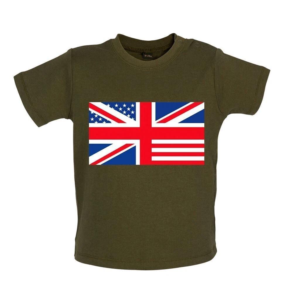 Union Jack US Flag - Kids T-Shirt Tees Top - USA UK UK America 120