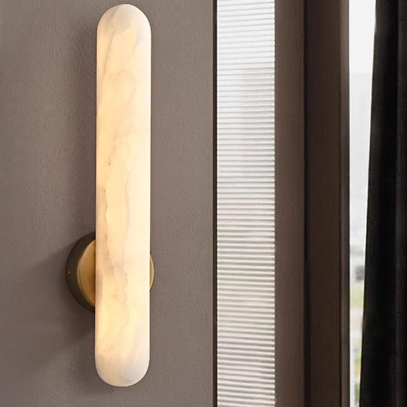 Natural marble wall lamp Nordic luxury copper decorative LED wall lamp suitable bedroom living room bathroom lighting fixtures