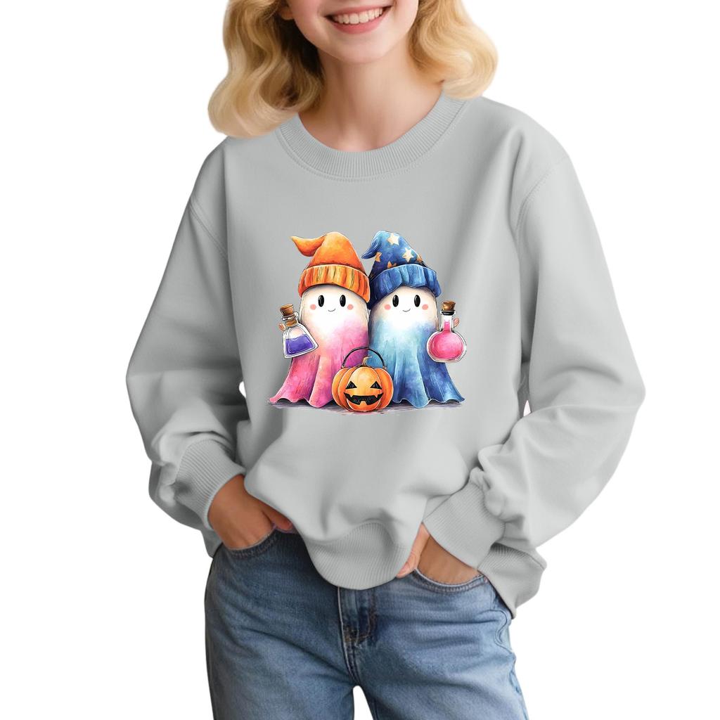 Children's Fashion Loose-fitting Casual Halloween Long-sleeved Printed Round Neck Sweatshirt