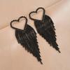 Silver needle exaggerated rhinestone love fringed long earrings European and American personalized earrings 
