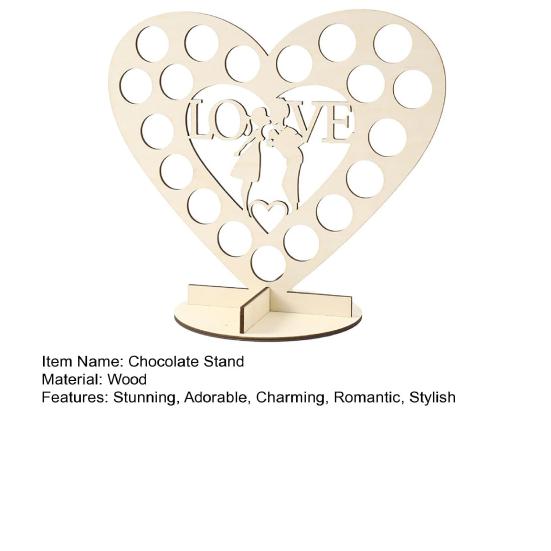 Drewniany stojak ekspozycyjny na czekoladki w kształcie serca, romantyczna dekoracja stołu na wesela, przyjęcia, wydarzenia