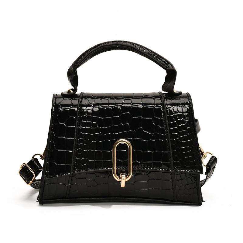 Stylish Crocodile Pattern Handheld Small Square Bag For Women In Various Colors чёрный