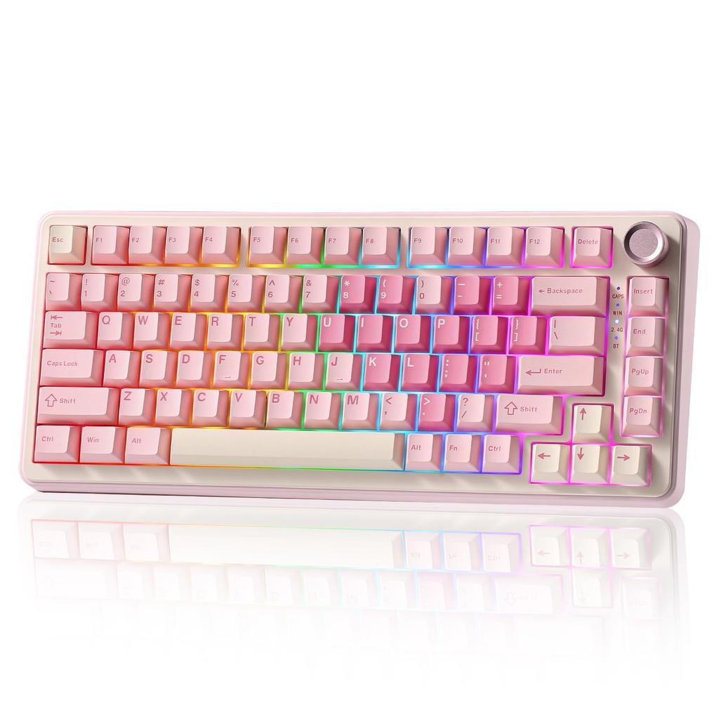 YUNZII B75 PRO Gasket Gaming Wireless Mechanical RGB Custom Keyboard for Certified for Technical Use Cocoa Cream V2 75% Keyboard, Keyboard,