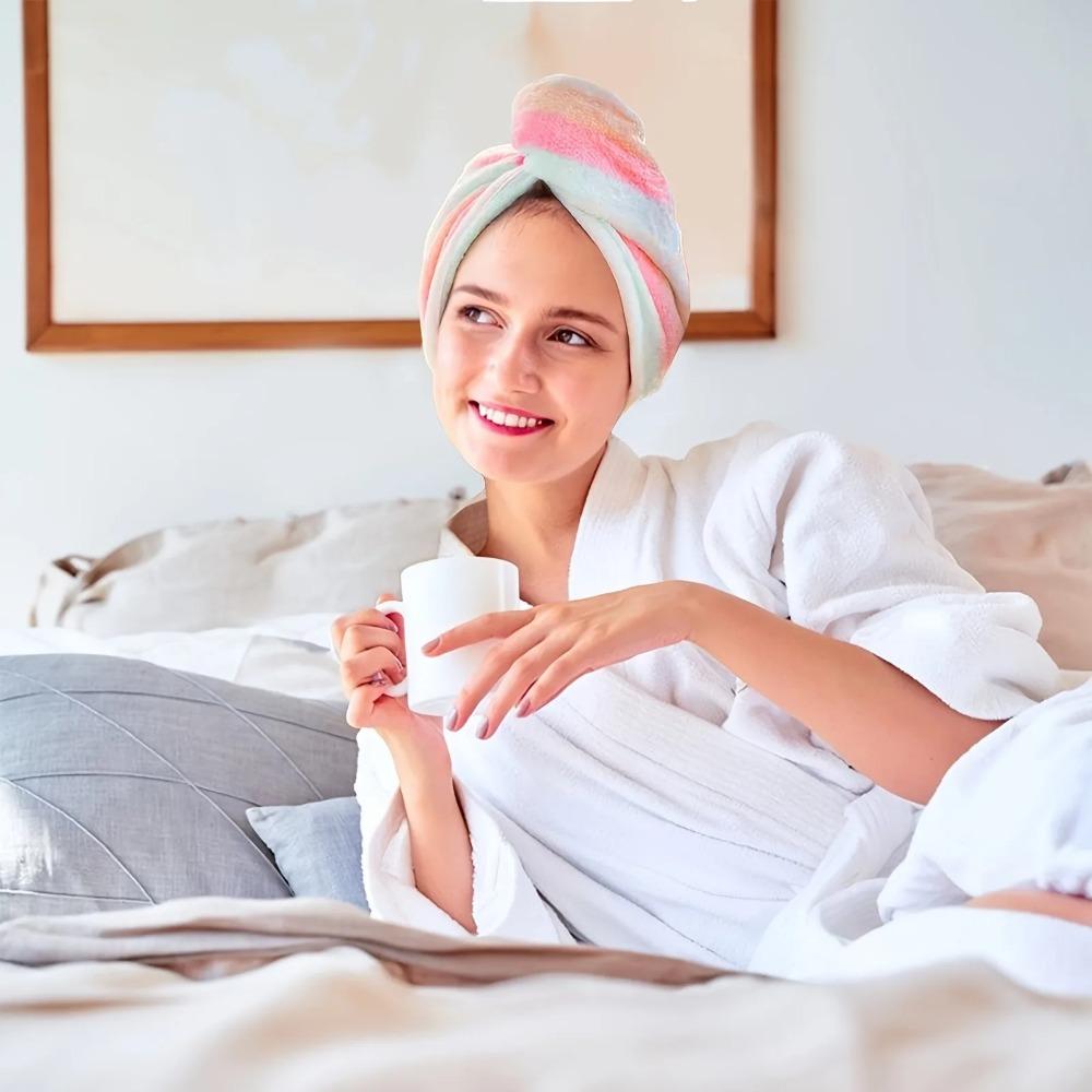 Ultra Saugfähige Schnell Trocknende Haarhandtuch Kappe für Frauen Bunt Gestreift Mikrofaser Turban Dusche Bad Fitnessstudio 25x65cm Leicht Weich