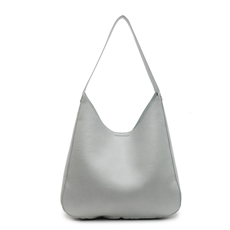 

This year, minimalist style is popular, solid color soft leather underarm tote bag, fashionable large-capacity casual commuting shoulder bag for women синий