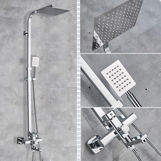 Bathroom 8" Rainfall Shower Faucet Bath Faucet Wall Mounted Swivel Bath Spout Shower Mixer Tap Shower Faucet Shower Set Mixer