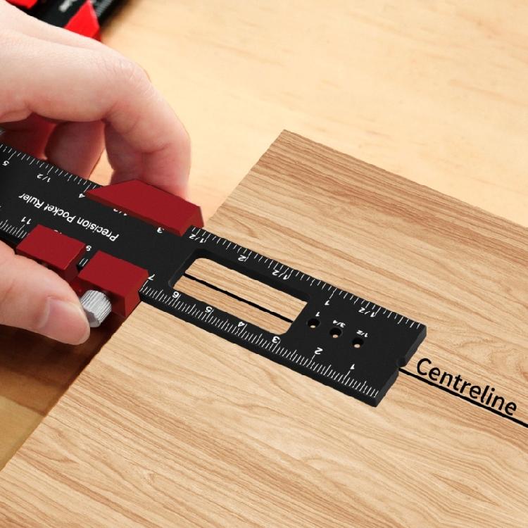 6/8/12Inch Measuring Marking Gauge with Slide Stop Pocket Ruler Woodworking Ruler Aluminum Slide Ruler Scribing Ruler