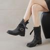 Fashion New Autumn Winter Cow Suede Women Boot Fashion Buckle Square Toe Mid-calf Boots for Women Thick Heel Work Boots Zapatos Mujer