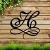 Monogram H Letter Metal Wall Art Cursive Iron Design Outdoor Indoor Decor