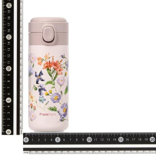 Francfranc One-Touch Stainless Steel Bottle, 350ml, Multi-Flower Pink, with Lock, Slim, My Bottle, Gift
