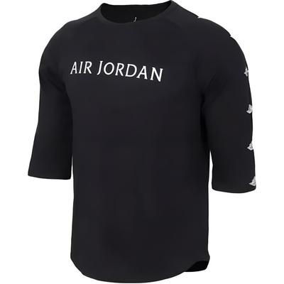 Alphabet-Print Schnelltrocknendes Sport-Casual Kurzarm-T-Shirt Herren Tops Schwarz AA1912-010