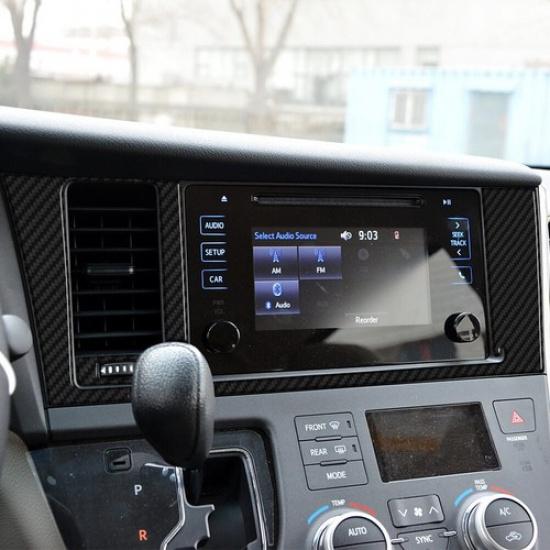 2Pcs Carbon Fiber Interior Radio Console Cover Trim For Toyota Sienna 2015-
