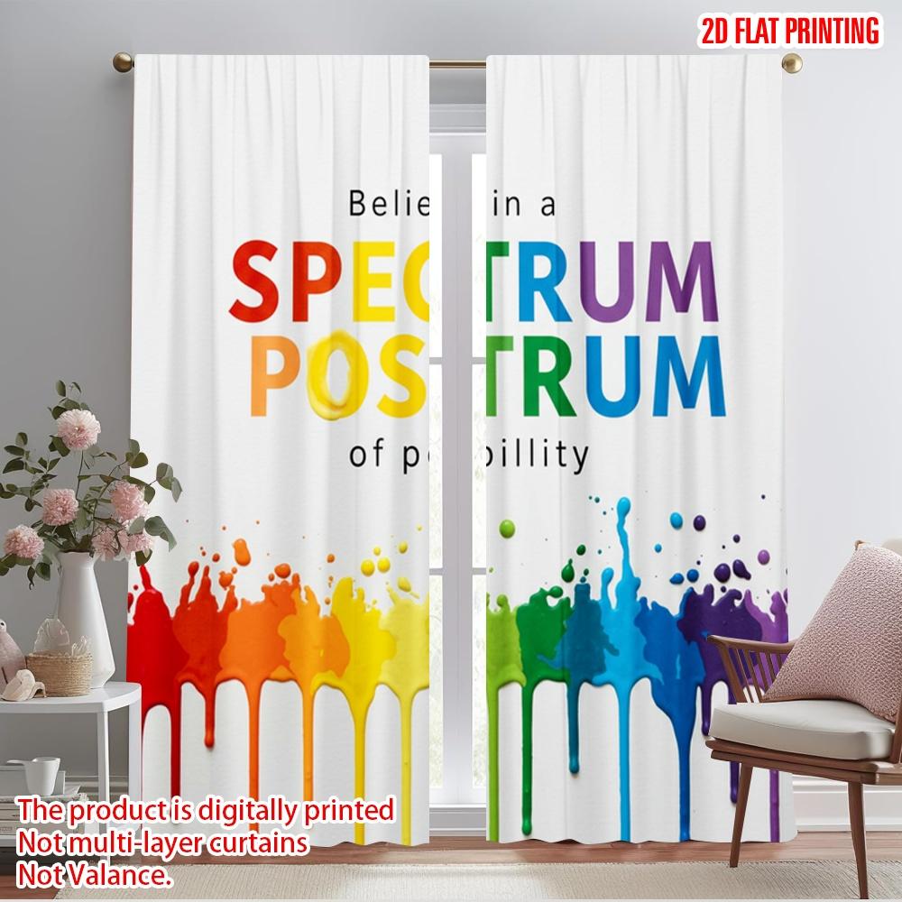 

2pcs,2D plane printing Curtains&Window Treatment Believe Spectrum Possibility Versatile Fabric (without rod) Festive Perfect for 52.50×116.00 CM 2pcs