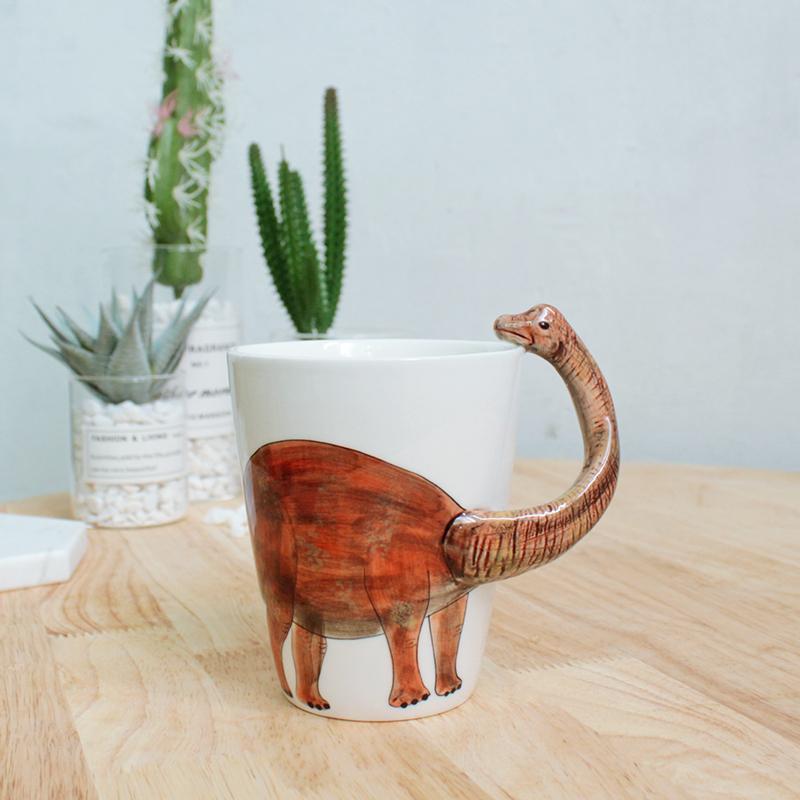 Dinosaur Shape Water Cup 3D Stereoscopic Animal Ceramic Coffee Cup Office Afternoon Tea Mug Breakfast Milk Mug Home Decoration