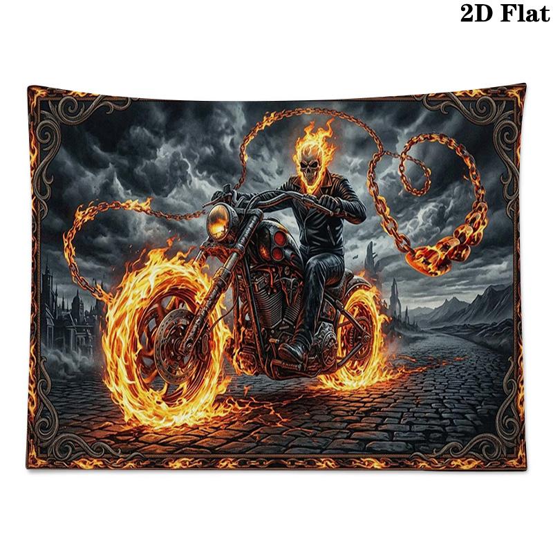 Horseman of Hell Wall Tapestry Aesthetic Wall Hanging Printed Fabric Blanket Decorative Tapestries for Bedroom Living Room Home Decor