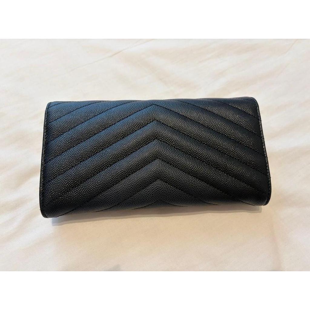 Used SAINT LAURENT Yves Saint Laurent long wallet black with gold hardware