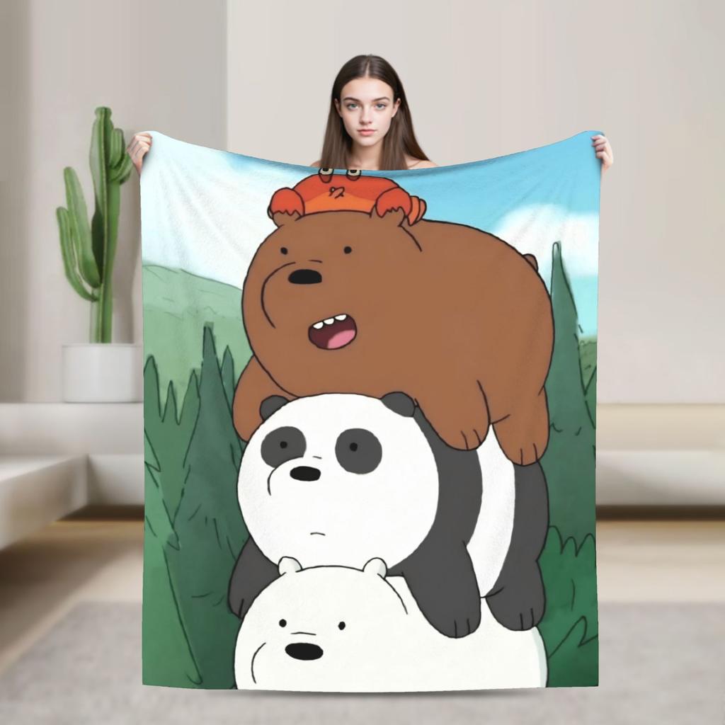 Warm Soft Blanket Camping We Bare Bears Somos Osos Bedding Throws Flannel Bedspread For Couch Bed Pattern Sofa Bed Cover