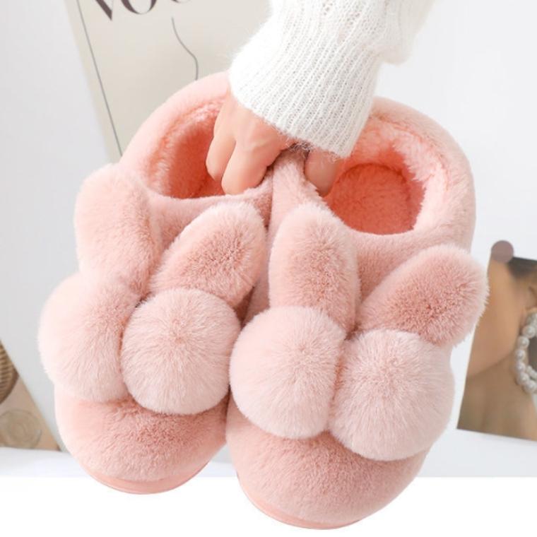 Winter Warm Home Fur Boots Womens Indoor Home Rabbit Shoe Furry Ears Footwear Indoor Bedroom Flat Heels Fluffy Ankle Boots