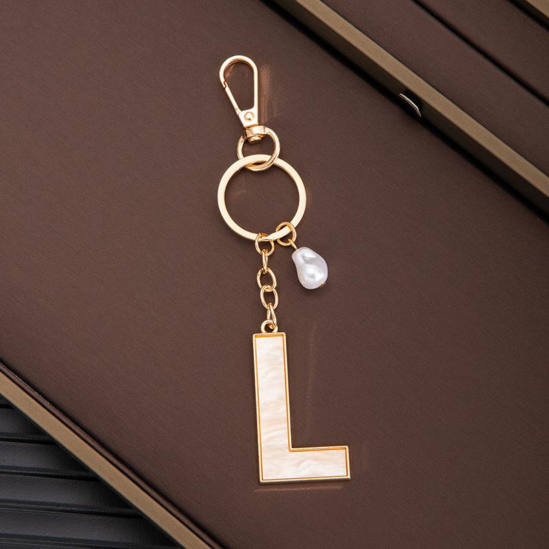 Chaveiro Pingente Nome Letras Criativas 26 Letras Pérola Imitação Concha Pingente de Bolsa Popular Acessórios