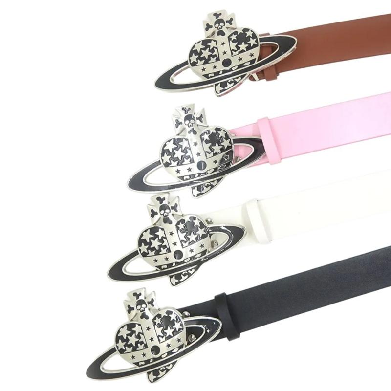 Metal Love Buckle Belt for Women Girl Subcultures Pants Waistband Adjust Waiststrap Jeans Belt Daily Wear Waistbelt