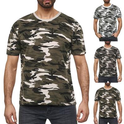Men's Casual Summer Round Neck Tight Sexy Camouflage Short Sleeve Top Men's Sports T-Shirt