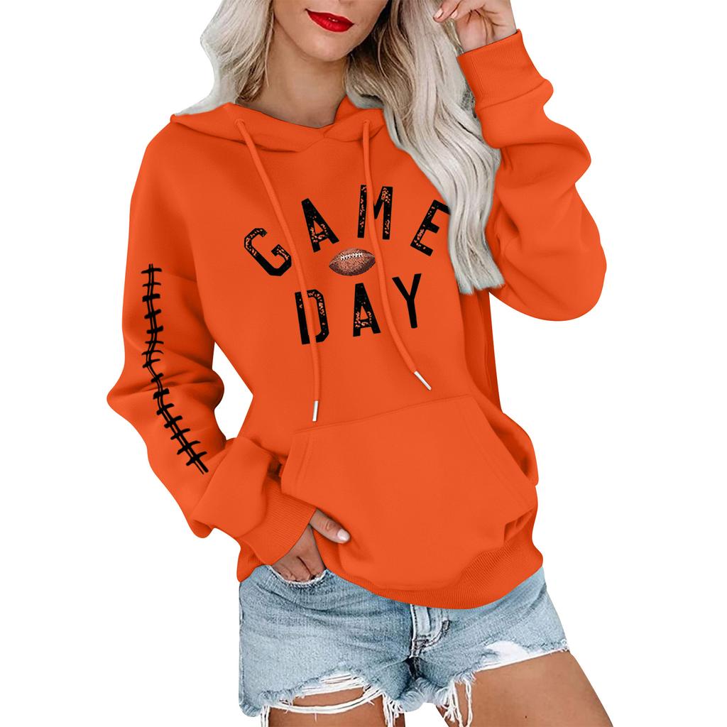Women's Fashionable, Casual, Comfortable Round-neck, Hooded, Long-sleeved, Rugby-print Warm Sweater