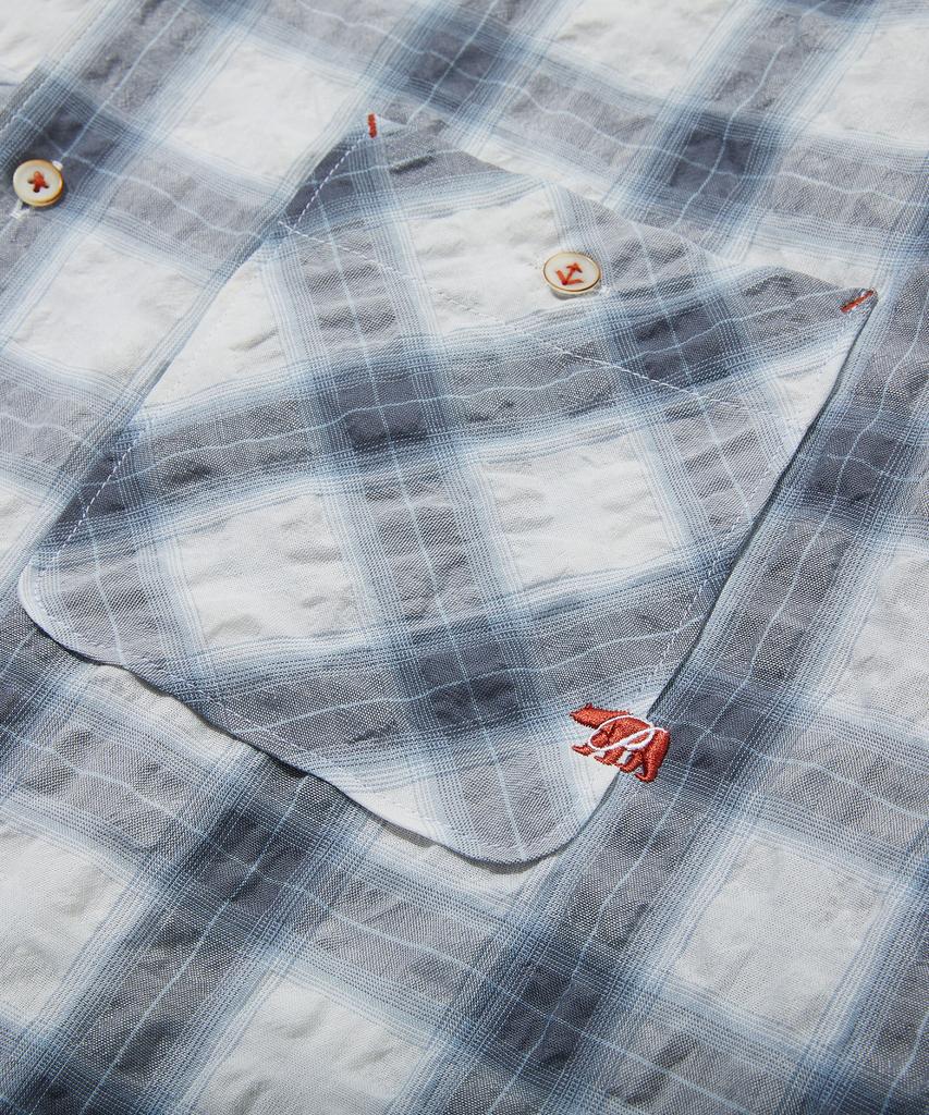 PENFIELD Ombre Seersucker Open Collar Short Sleeve Shirt Blue_Fs1Wr56U
