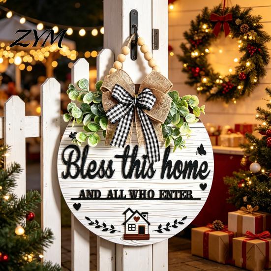 All Season Home Decorations Welcome Sign for Front Door Porch, Round Wooden Hanging Rustic Farmhouse Hanger Plaque, Hanger, Thoughtful Gifts Neighbors