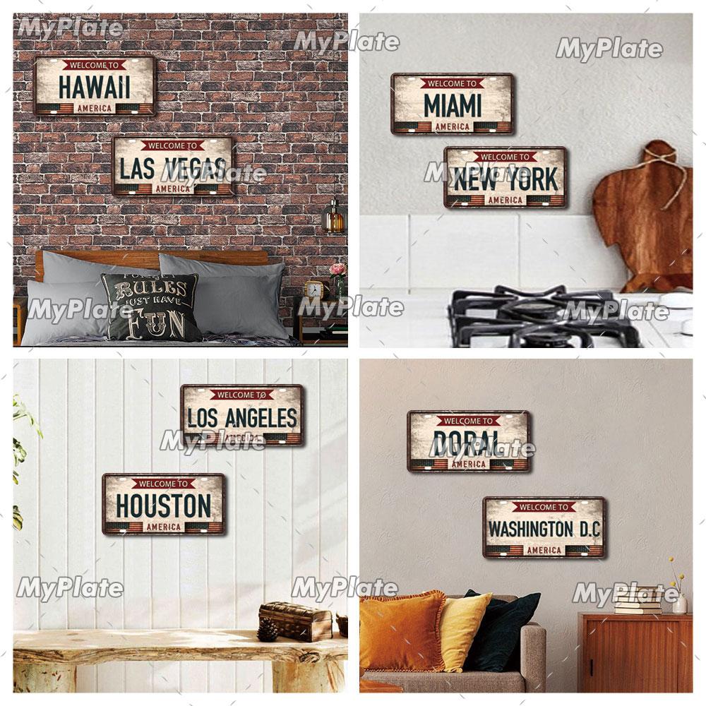 [MyPlate] Country City Style 15x30CM Plate Vintage Metal Sign Plaque Tin Sign Man Cave Decoration Bar Sign Club Poster Gift