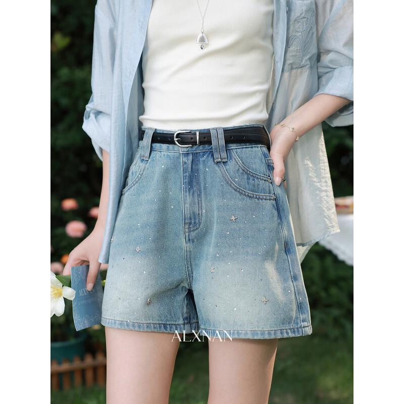 Women s High-Waist A-Line Denim Shorts L