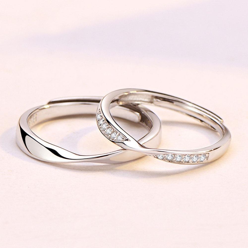 Couples Finger Ring Lvers Lozenge Micro Set Gem Jewelry Adjustable Pair Of Tone Color Rings Men Women Festival Birthday Souvenir GiftFashion