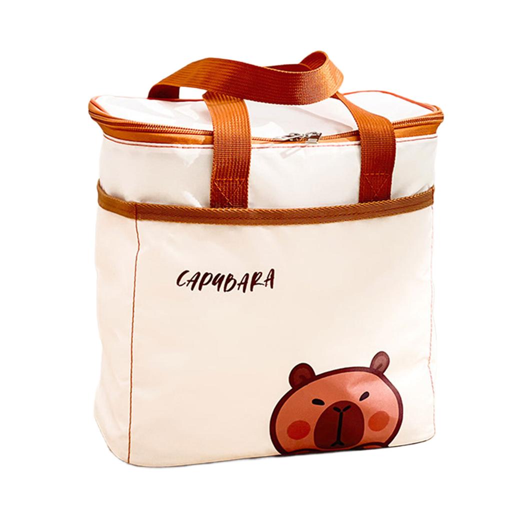 Fun Capybara Lunch Bag Easy To Carry Oxford Cloth Food Container with Aluminum Foils Lining Meal Holder for Picnics
