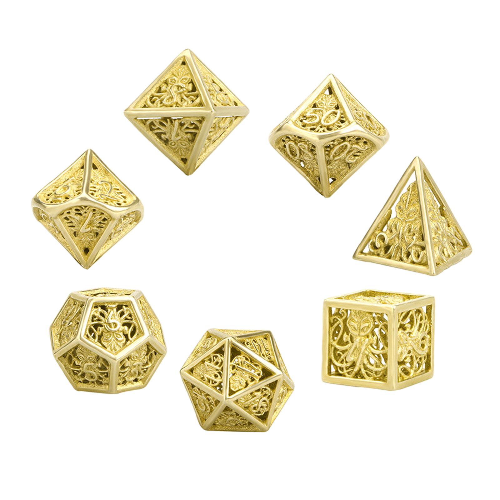 

7 Pcs/Set Metal Dice Polyhedron Dice Practical Table Game Dices Hollow Dice Poker Games Dices Set for Bar Club Party