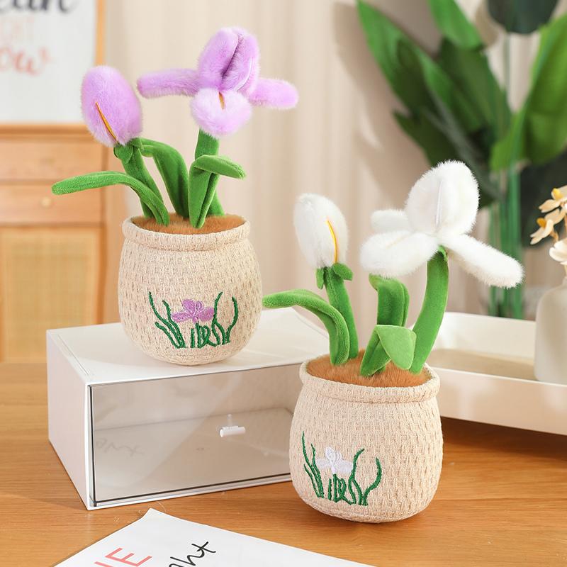 Flowers Green Plant Plush Toy Stuffed Potted Flower Dandelion Lily Iris Tulip Anthurium Orchid Strawberry Home Decor Gift