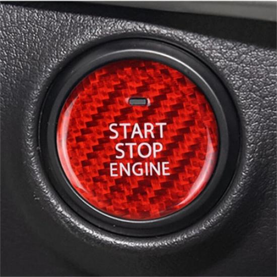 Red Carbon Fiber Car Engine Start Button Cover Sticker For Mazda CX-30 -