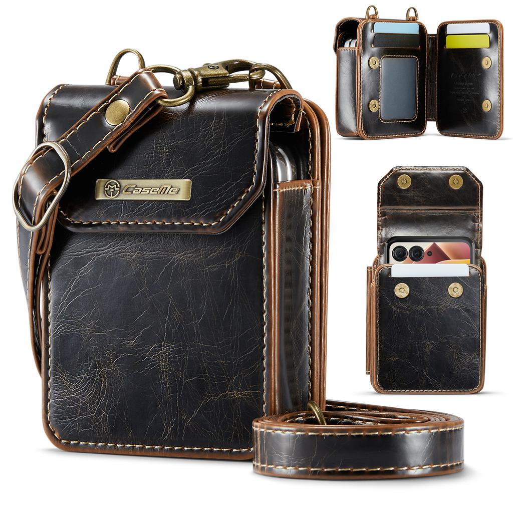 Business Luxury Crossbody Magnetic Cards Solt Wallet Flip Leather Case For Motorola Razr 60 50 40 Ultra Long Lanyard Bag Cover
