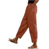 Women Elastic High Waist Pant Casual Fit Wide Leg Long Pants Trousers With Pockets