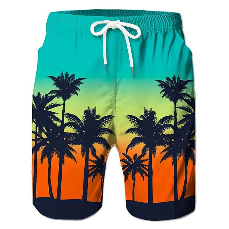 Men's Coconut Tree Graphic Prints Swim Trunks Swim Shorts Board