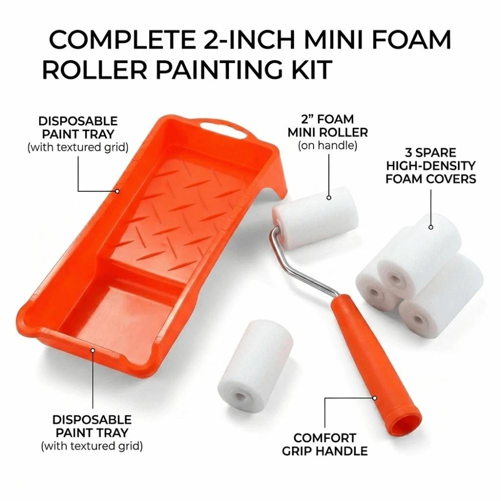 Smooth Paint Roller Set Anti-Drip Wall Painting Tools Foam Roller Brush Kit  for Household