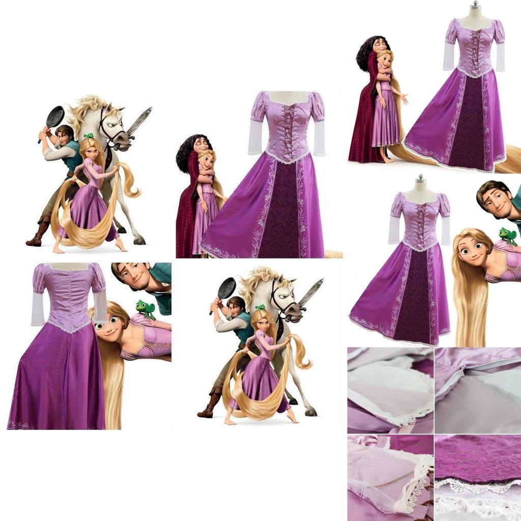 Elegant Adult Fairytale Princess Tangled Rapunzel Cosplay Costume For Halloween Parties