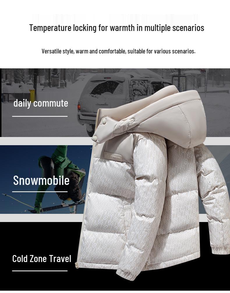 Couple Style Short Winter Down Jacket - Thick, Cold-Resistant, Hooded, 90% White Duck Down