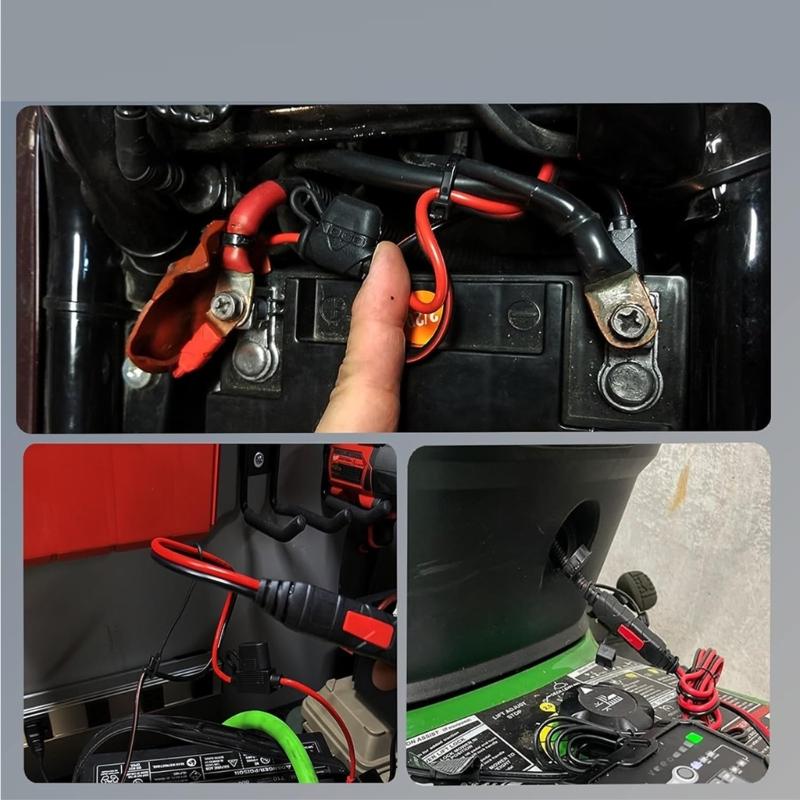 Flexible 13-16 Inch Power Wire with Overcurrent Protection Waterproof Blend Cable for Automotive Battery Chargers